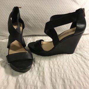 Jessica Simpson Black Wedge Sandals